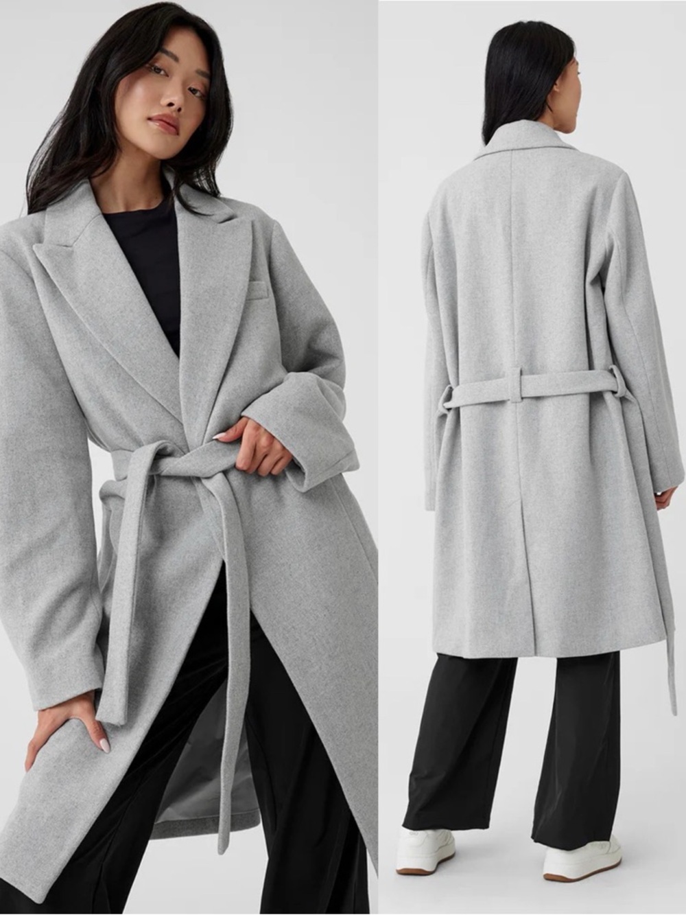 Alo Yoga Gameday Overcoat Wool Blend Athletic Heather Grey NEW with tag